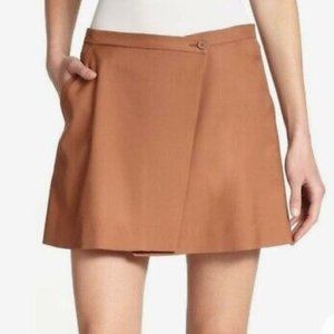 NWT Theory Kirti Wrap Wool Mini Skirt in Terra Cotta